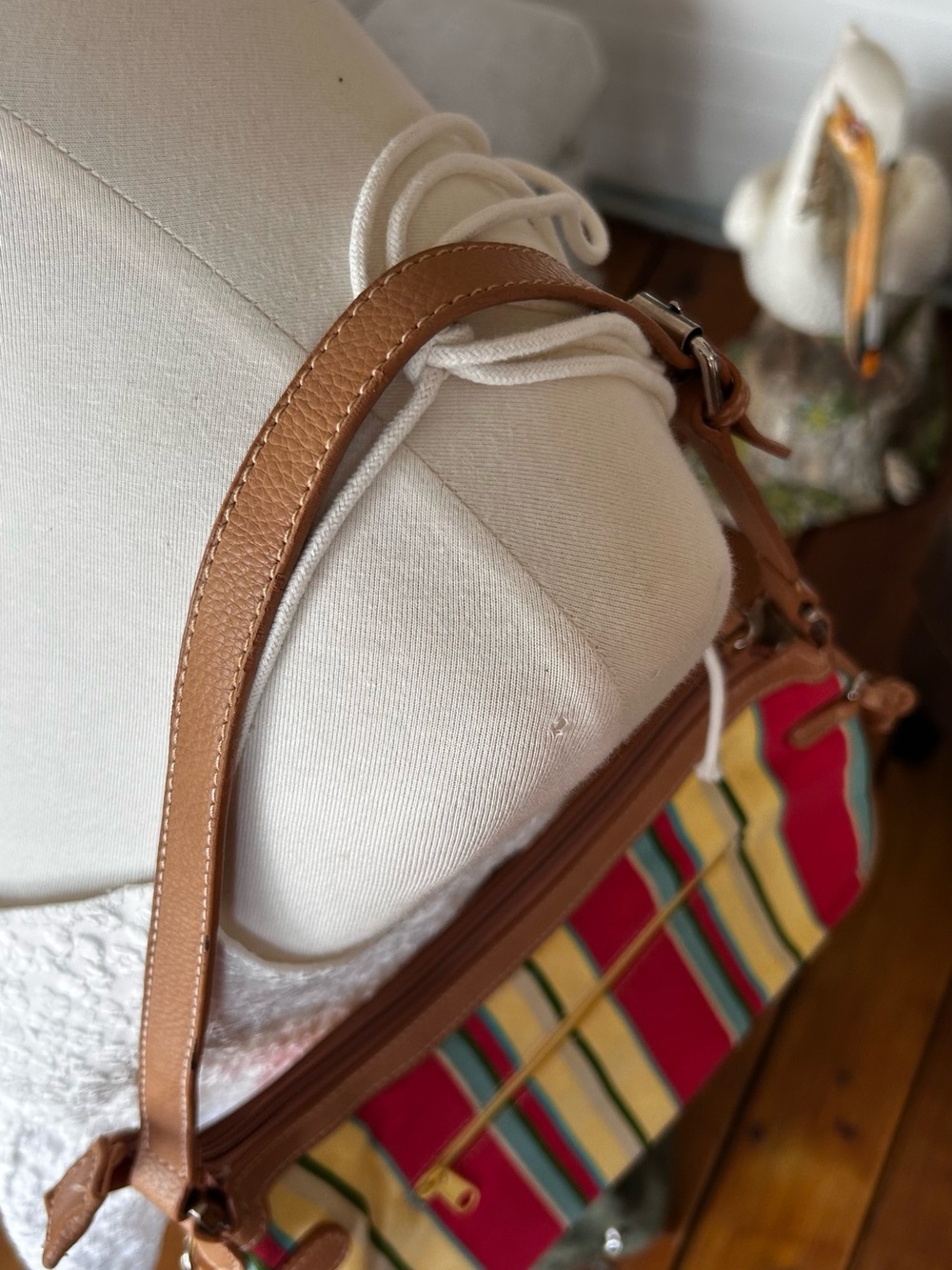 Jamaica Bay Vintage Y2K Striped Canvas Shoulder Bag Purse Colorful Boho - Picture 8 of 15